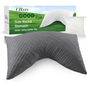Side Sleeper Pillow for Neck and Shoulder Reilef, Ergonomic Design Medium Firm Pillow, Queen Size Bed Pillows for Sleeping, Cross Cut Memory Foam Pillows for Back, Stomach and Side Sleepers (Queen (Pack of 1), Grey)