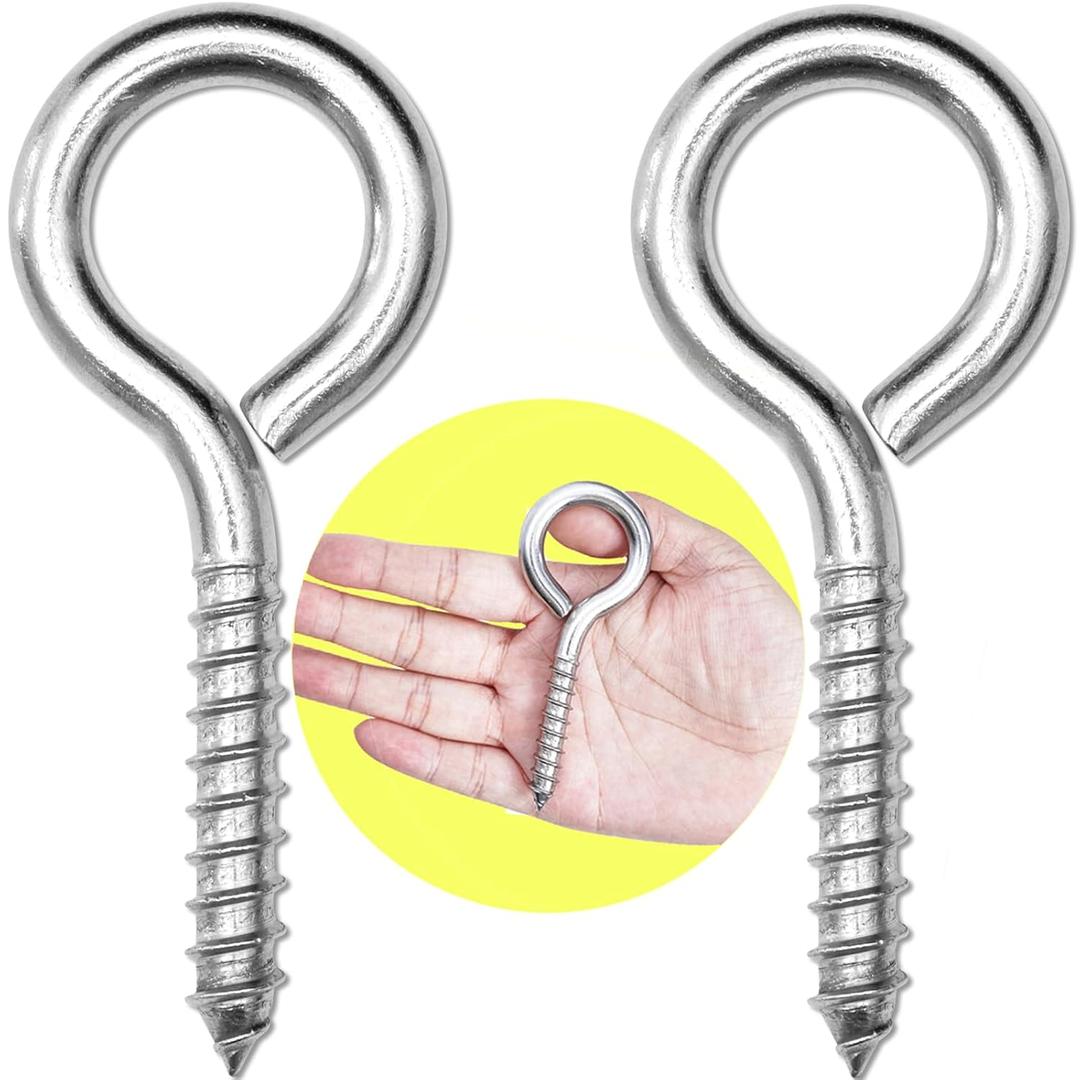 2Pcs Self Tapping Eyelet Screw Eye Bolt4 Inch Heavy Duty Screw Eyes Hooks M8 Wooden Large Screw Eye HookLoad Capacity 500 Lbs for Hammock YogaHeavy Indoor Outdoor Uses (2, M8-4 INCH)