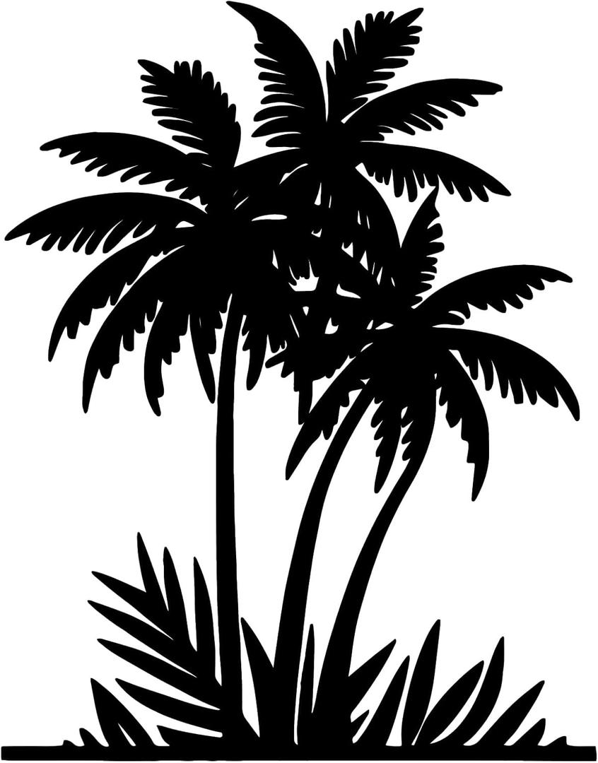 Benziso Palm Tree Metal Wall Art Tropical plants Wall Decor Beach Theme Wall Sculptures Coastal Wall Hanging for Bathroom Living Room Indoor Outdoor (Black)