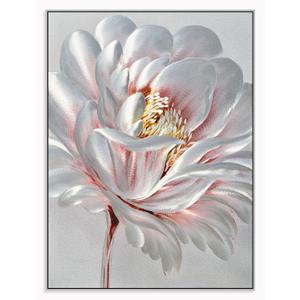 SYGALLERIER Abstract Silver Metal Wall Arts Hand Crafted 3D Floral Aluminum Artwork Modern Sculpture Contemporary Metallic Pictures Framed for Living Room Bedroom Bathroom Decor, 16"L x 12"W