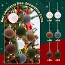 96 Pcs Velvet Christmas Balls Bulk, 1.57" Flocked Christmas Tree Ball Ornaments, Mini Shatterproof Xmas Hanging Ornaments Decoration(Apricot, Light Brown, Dark Green, Dark Brown, White, Gray)