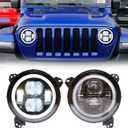 Tykick 9 Inch LED Headlights Round for Jeep Wrangler JL 2018 2019 2020 2021 2022 2023 2024 2025 Headlights Assembly With White Round Halo Daytime Running Lights,With Angle Adjustment Screw, 2 Packs