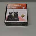 Salt and Pepper Shakers, Farmhouse Salt and Pepper Shakers Set with Holder, electroplated Handle, 4 oz Stainless Steel Glass Bottle Dispenser, for Table, RV, Camp, BBQ (Red)