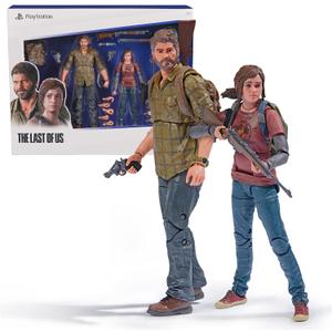 PlayStation The Last of US, 2-Pack 6 Joel & Ellie Action Figures with 19 Accessories, The Shapes Collection, for PS5 Fans & Collectors Ages 17+