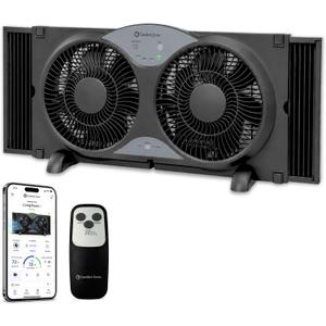 Comfort Zone 9" Smart Reversible Twin Window Fan | WiFi & Remote Control, 3-Speed Exhaust, Intake & Circulate Functions, Adjustable 23.5" to 37" Width
