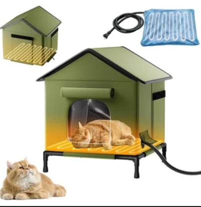 Heated Outdoor Cat House for OutsidWide Winter Shelter for Ferals  Cat House for Outdoor Cats, Heated House for Outside Weatherproof Insulated Protection 22.5 x 17 x 17