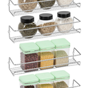 ROFAY Wall Mount Spice Rack Organizer for Cabinet Door (4 Pack) - Screw or Adhesive Hanging Seasoning Shelf for Cupboard Pantry (Silver)