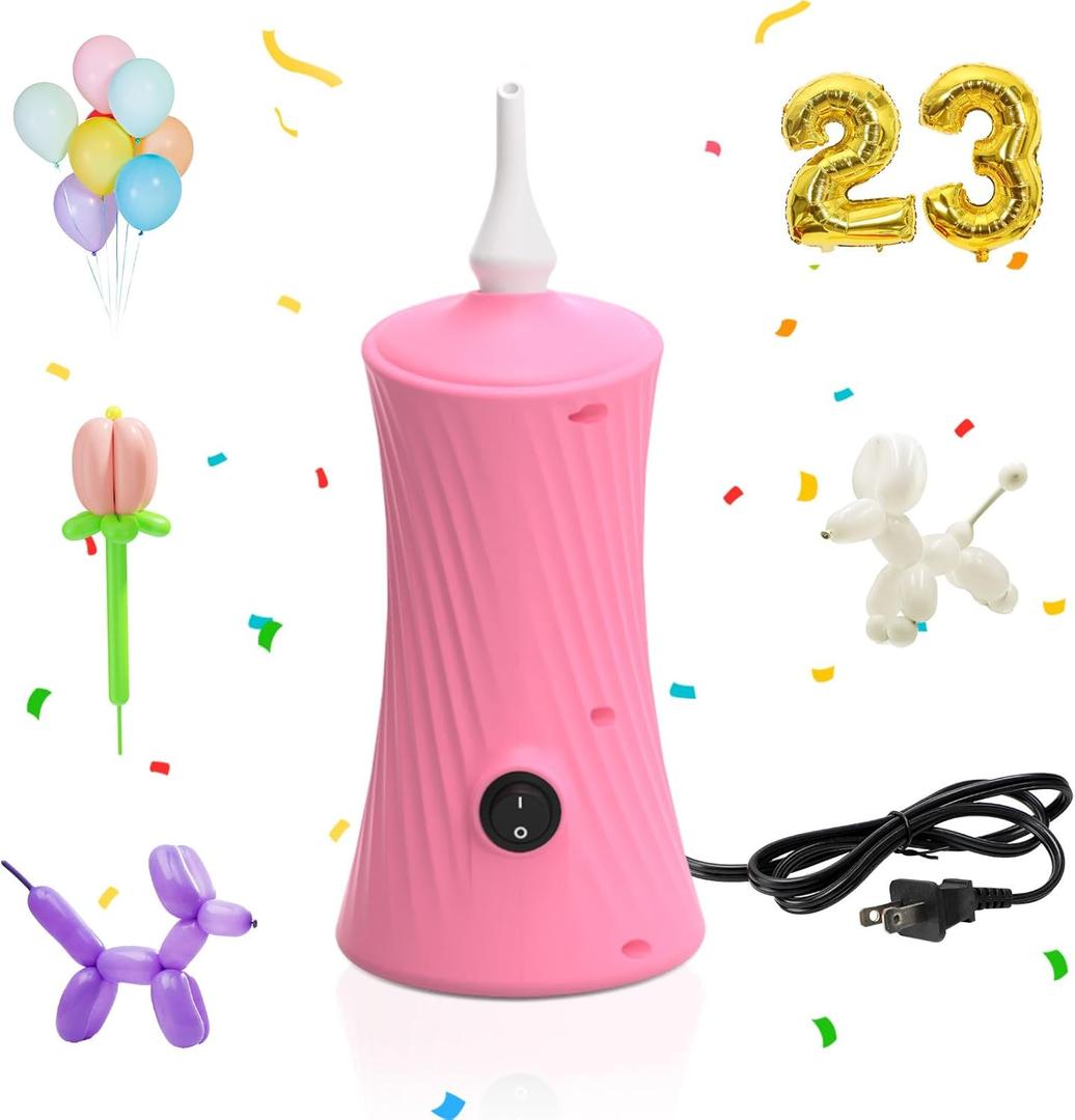 AXHJ Balloon Pump Electric Air Pumps for Long Balloons, Electric Air Balloon Pump, Balloon Inflator for Foil Twisty Animal Balloons in Birthday Party for Decorations (Pink)