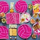 168 PCS Pink Volleyball Party Supplies Serves 24, Disposable Tableware Set with Plates Napkins Cups Cutlery Straws, Sports Birthday & Breast Cancer Awareness Decorations