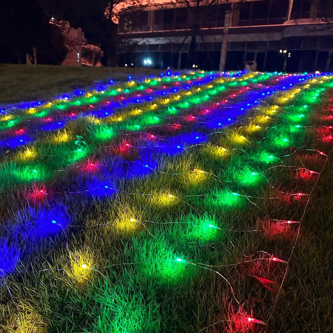 JOYIN 200 LED Christmas Net Lights, 6.5X 10FT Christmas Mesh Lights with 8 Modes, Connectable, Waterproof for Bushes Trees Yard, Indoor Outdoor Xmas Decorations (Multicolor)