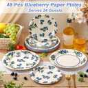 Funnymoom 48 Pcs Blueberry Paper Plates, 9" 7" Disposable Dinner Plates, 7 inches and 9 inches