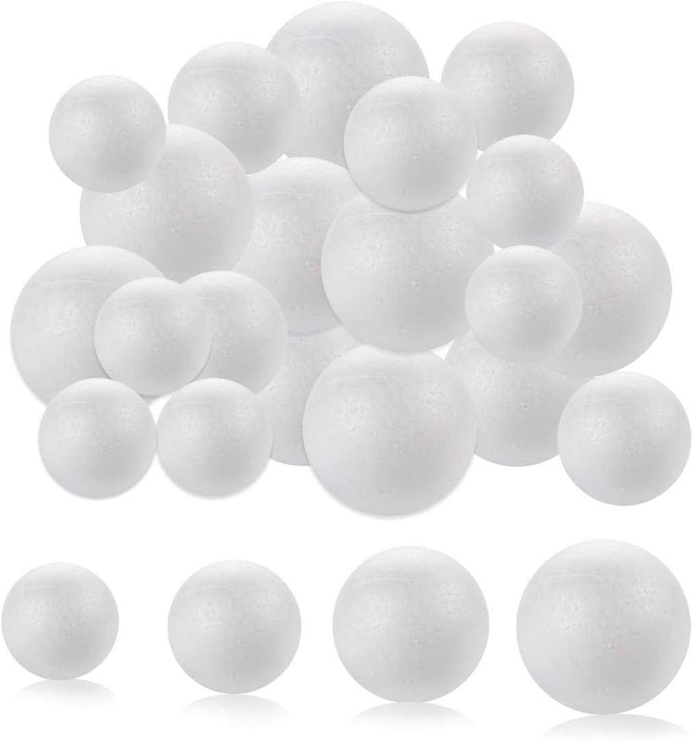 DIYASY 20pcs White Foam Balls 2-3 inch Foam Polystyrene Craft Balls for Arts & Christmas Ornaments,Polystyrene Round Balls for DIY Crafting and Decoration