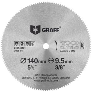 5-1/2 Inch Carbon Steel Circular Saw Blade for Wood, Plywood, Laminate, Drywall, Plastic  130T Wood Cutting Disc with 3/8 Inch Arbor from GRAFF