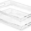 Clear Plastic Serving Tray with Handles, BPA-Free Storage Organizer Tray -2 Pack Large Trays 20.5"x14" Reusable Serving Platters for Appetizer, Fruit, Kitchen, Desk & Serving Tray for Party Supplies