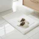 Dreame. White Premium Removable Slip Cover Memory Foam Bath Mat, Thick Ultra Soft, Non-Slip, Water Absorbent Bathroom Rug 21 x 34