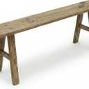 Handmade Wooden Entryway Bench - Vintage Noodle Style for Living Room, Bedroom, or Hallway - Durable Weathered Wood Finish for Rustic Home Decor