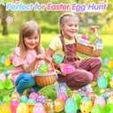 SevenQ Plastic Easter Eggs Empty Fillable 36 Pcs 3.15" Printed Colorful Egg for Hunt Basket Stuffers for Teens Pinata Goodie Gift Bags Fillers Treats Treasure Box Toys Classroom Party Favors Supplies