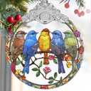 Five Little Birds 2025 Christmas Tree Ornaments - Stained Glass, Holiday & Christmas Tree Decor, Gift Idea & Exchange