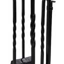 AMAGABELI GARDEN & HOME 5 Pieces Fireplace Tools Set Indoor Wrought Iron Fire Place Pit Large Poker Wood Stove Log Firewood Tongs Holder with Handles Modern Black Outdoor Accessories Kit, Black 