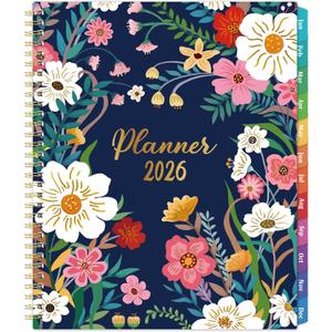 Planner 2026-2027 - 2026 Planner Weekly and Monthly from Jan. 2026 - Dec. 2026, Calendar 2026 Planners 8.5 x 11, 12 Monthly Calendar with Colorful Tabs, Inner Pocket and Floral Cover