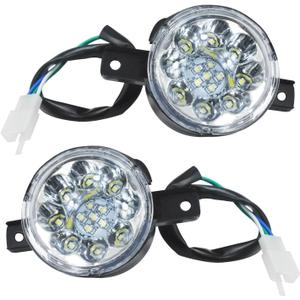 12V LED Headlight Front Head Lamp for 50cc 70cc 90cc 110cc 125cc TaoTao ATA 110D 125D Coolster 3050D 3125R Sunl Baja Roketa Apollo Kazuma Chinese ATV Four Wheeler Quad Parts Heavy Duty 2Pcs