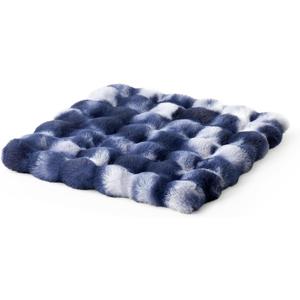 Faux Fur Chair Seat Cover Washable, Ultra Soft Pet Sofa Cover for Car Seat Protector, Square Area Rugs for Living Room Bedroom Dorm, Anti-Slip, Fuzzy, 23.5x23.5 inch, Tie-Dye Blue
