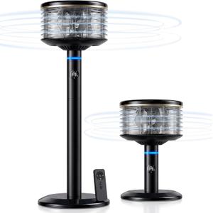 Spin360 360° Fan, Height-Adjustable Floor & Table Fan with Aromatherapy Scent Pods, Whisper-Quiet, Touchscreen, 9 Speeds, Timer & Ambient Light for Bedroom, Living Room, Office (Black)