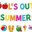 Glitter Schools out for Summer Banner and Colorful Glittery Summer Patterns Banner End of School Year Garland Banner Summer Vacation Beach Pool Party Fireplace Mantle Decorations