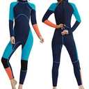 OMGear Wetsuit Men Women 3mm Neoprene Full Body UV Protection One Piece Long Sleeves Scuba Diving Suits Back Zipper Swimsuit for Scuba Diving Surf Snorkeling Swimming, Large