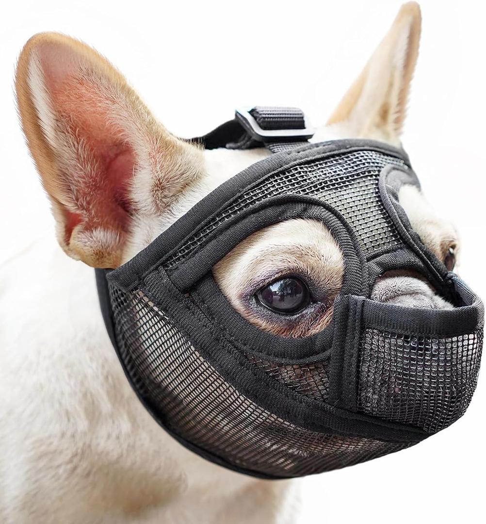 Mayerzon Soft Mesh Anti-Eat Muzzle for Flat Faced Breed, XXS