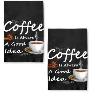 Coffee Kitchen Towels Set of 2 Dish Towels Kitchen Hand Towels Absorbent Quick Dry Microfiber Cloth Dish Towels Drying Towel 18" x 26",