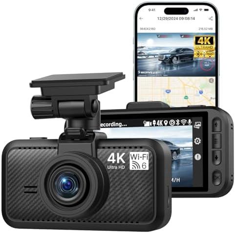 Miofive Dash Cam Front, S1 E Car Camera, Built-in WiFi & GPS Car Dashboard Camera Recorder with 4K/2160P UHD, App, 3" IPS Screen, WDR Night Vision, 24-Hour Parking Monitor, Loop Recording, G-Sensor