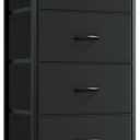 Somdot Tall Dresser for Bedroom with 6 Drawers, Storage Organizer Chest of Drawers with Removable Fabric Bins for Closet Bedside Living Room Laundry Entryway Hallway, Black, 11.8"D x 16.5"W x 45.3"H