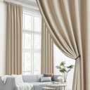 DUALIFE Warm Taupe Curtain 96 Inches Long for Bedroom/Living Room Thermal Insulated Blackout Back Tab and Rod Pocket Dining Room Curtains Drapes 2 Panels - Taupe Tan,W52 x L96