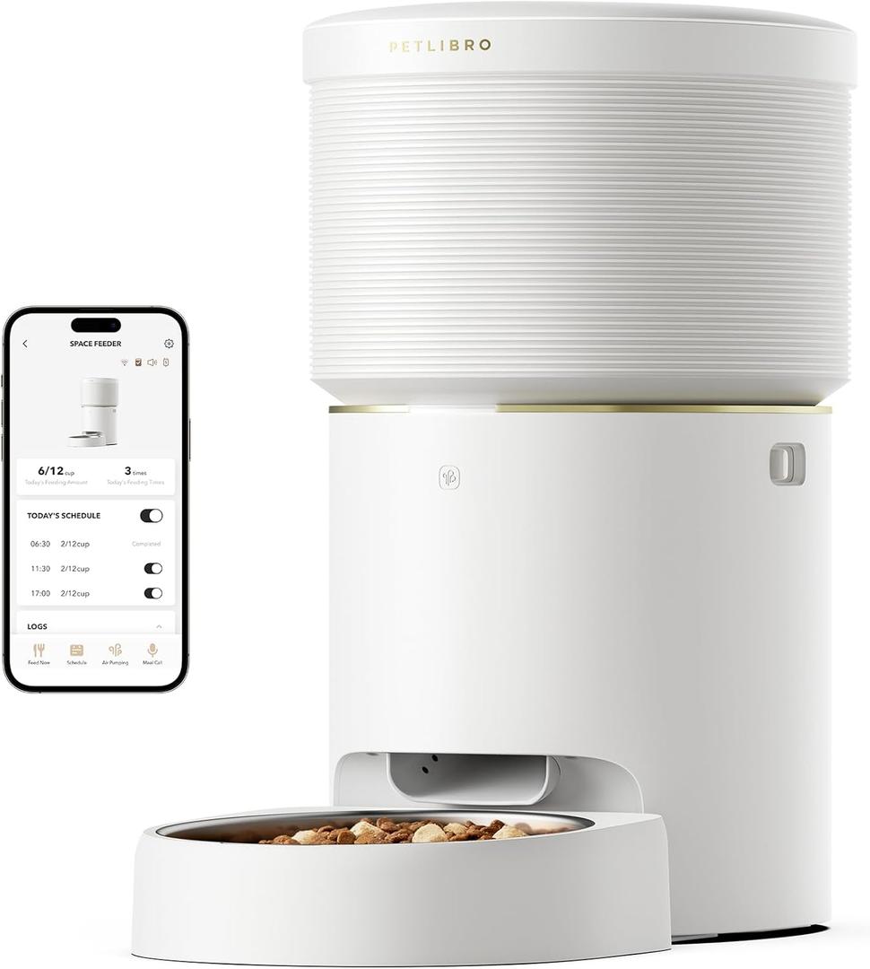PETLIBRO Vacuum-Sealed Automatic Cat Feeders, 8L/34Cups Automatic Dog Feeder with 5G Wi-Fi, Automatic Cat Food Dispenser for Airtight Storage, Space Pet Feeder with 187mm Large Food Tray for Cat & Dog