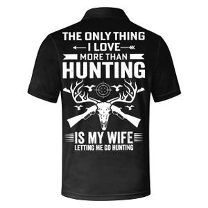 COOLLYME Men’s Black Hunting Graphic Polo Shirt Casual Short Sleeve Collared Humor Statement Summer Gift for Men (Black, XL)