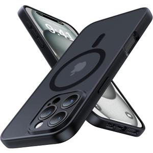 Magnetic for iPhone 16 Pro Case,Upgraded [Full Camera Protection][Compatible with Magsafe][Military Grade Drop Protection] Shockproof Slim Translucent Matte Phone Case for iPhone 16 Pro,Black