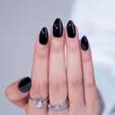 Black Press On Nails Almond - BTArtbox Short Press On Nails with Nail Glue, Fit Perfectly & Natural Reusable Stick On Nails in 16 Sizes - Soft Gel Glue On Nails Kit, Black Velvet