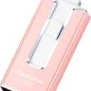 MFi Certified Flash Drive for iPhone iPad 256GB, Photo Stick for External Memory Storage, USB Memory Stick Thumb Drive for iPhone/iPad/Android/PC (Pink)