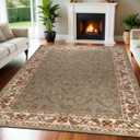 Superior Indoor Area Rug, Jute Backed Rugs for Bedroom, Living/Dining Room, Office, Entryway, Hallway, Kitchen, Traditional Floral Scroll Floor Decor, Heritage Collection, 10' x 14, Green,