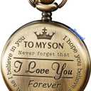 Engraved Pocket Watch to Son I Love You Gifts from a Mom Dad Birthday Christmas Gift Fob Watches Chains (Bronze)