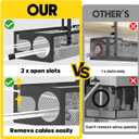 Under Desk Cable Management Tray No Drill 15.1, Metal Mesh Cable Management Box with Hybrid Side Slots Cable Raceway,Adjustable Cable Tray with Wire Management for Office Home,1 Pack (Black)