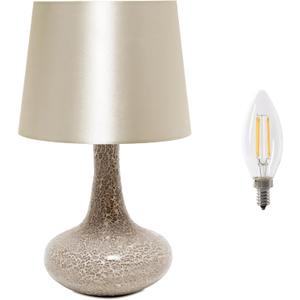 Simple Designs LT3039-CHA-LB 14.17" Mosaic Tiled Glass Genie Table Lamp with LED Bulb, Champagne (unspecified)