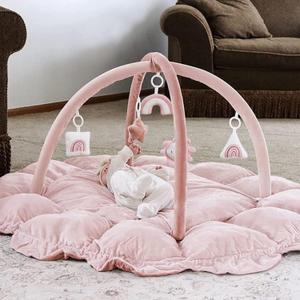 5-in-1 Thick & Plush Baby Play Gym, Baby Play Mats for Floor, Tummy Time Mat with 6 Toys, Cat Bed Dog Bed, Convertible Stage-Based Developmental from Baby to Toddler, Ball Pit, Pet Cushion Cloudico (Pink)