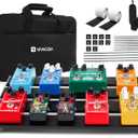 Vangoa Guitar Pedal Board Aluminum Alloy 2.8lb Effect Pedalboard Rock Board 18" x 12" with Carry Bag, Heavy Duty (Black - Gray with Premium Bag)