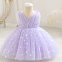 IBTOM CASTLE Toddler Baby Girls Shiny Butterfly Tutu Dress Princess Birthday Party Pageant Flower Girl Wedding V-Backless Dresses 12-18 Months Purple