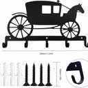 Vintage Carriage Key Holder Wall Mount, 5-Hook Cast Iron Key Rack & Wall Organizer, Decorative Key Hanger for Entryway, Hallway, Home and Office, Black (12.04x8.34inches)