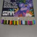 ARTISTRO 24 Acrylic Paint Markers for Rock, Fabric, Wood, Glass, Eggs - Dual-Tip Paint Pens for Coloring Books for Adults, Teens, Kids - Art & Craft Supplies - Gift Idea - Easter Basket Stuffers