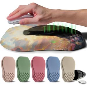 Ergonomic Raised Mouse Pad Wrist Support with Bilateral Slope Memory Foam Mousepad for Wrist Rest and Carpal Tunnel Pain Relief 11.8x7.9Flower Sea Cat