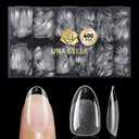 UNA GELLA 600Pcs Short Oval Almond Gel Nail Tips, Round Almond Press on Nails Pre-shaped Soft Gel Clear Fake Nails Tips Full Cover for Nail Extension Home DIY Salon 12 Sizes